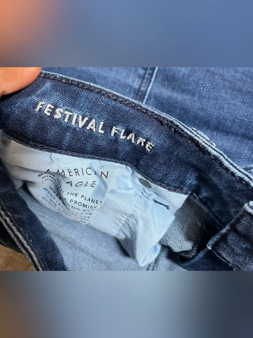 American Eagle Festival Flare Jeans Womens 10 Blue Med Wash High Rise Stretch